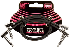 Ernie Ball Flat Ribbon Stereo Patch Cable 12" Black 2 Pack - Verbindungskabel