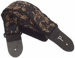 Perri's Leathers 7635 Jacquard Black/Gold Roses - Gitarrengurt