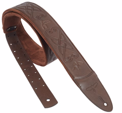 PRS 2.4" Padded Guitar Strap w/RAS, Custom Leather (Faux) Birds, Brown - Gitarrengurt