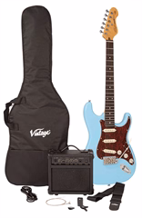 Vintage V60 Coaster Pack Laguna Blue - E-Gitarre set