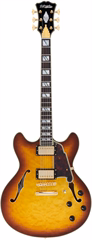 D'Angelico Excel DC XT Iced Tea Burst Quilt - Semiakustische Gitarre