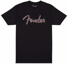 Fender Spaghetti Logo Wavy Checker Tee Pink M - Tričko