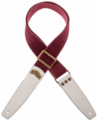 Magrabò Stripe SS Cotton Washed Bordeaux 5 cm, White - Kytarový popruh