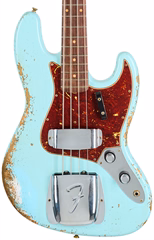 Fender Custom Shop 61 Jazz Bass Heavy Relic Faded Aged Daphne Blue Elektrická baskytara
