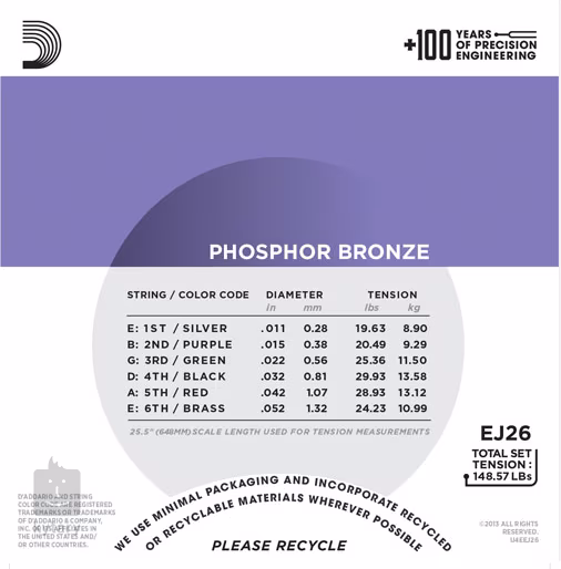 D'Addario EJ26 - Kovové struny pro akustickou kytaru