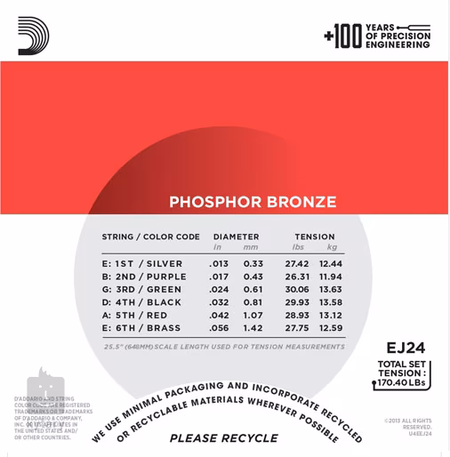 D'Addario EJ24 - Kovové struny pro akustickou kytaru