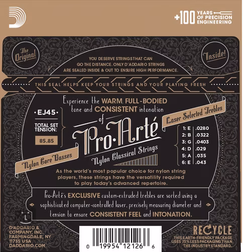 D'Addario EJ45 - Nylonové struny pro klasickou kytaru