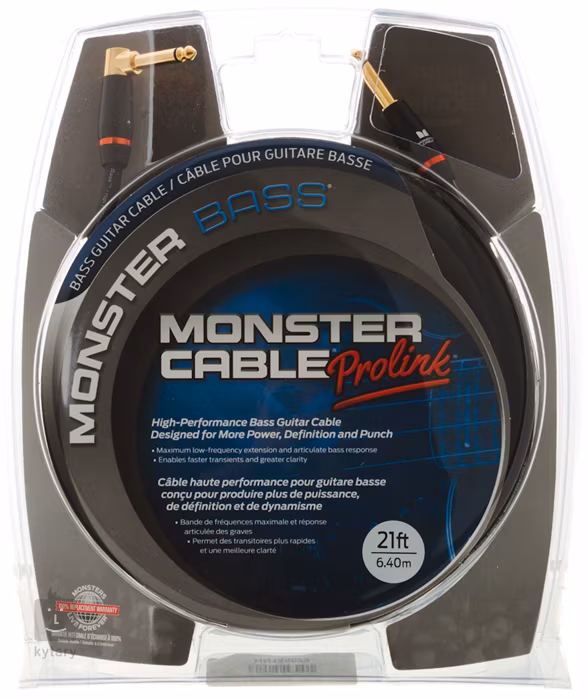 Monster Bass 12' Instrument Cable Angled - Nástrojový kabel