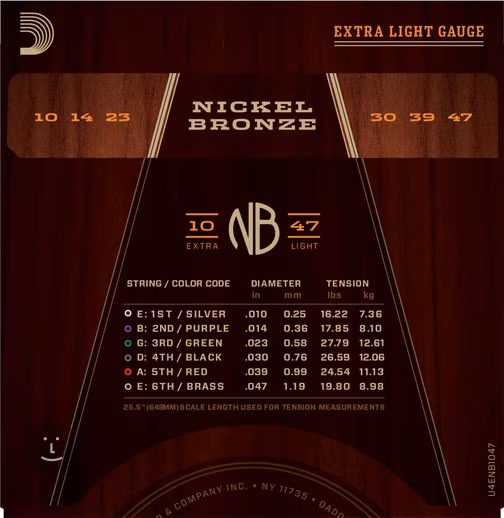 D'Addario NB1047 - Kovové struny pro akustickou kytaru