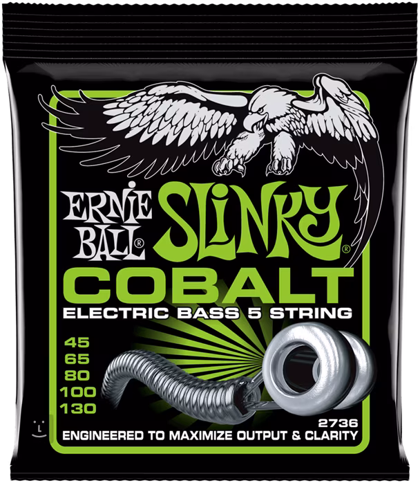 Ernie Ball 2736 Regular Slinky Cobalt 5-String Electric Bass 45-130 - Struny pro pětistrunnou baskytaru