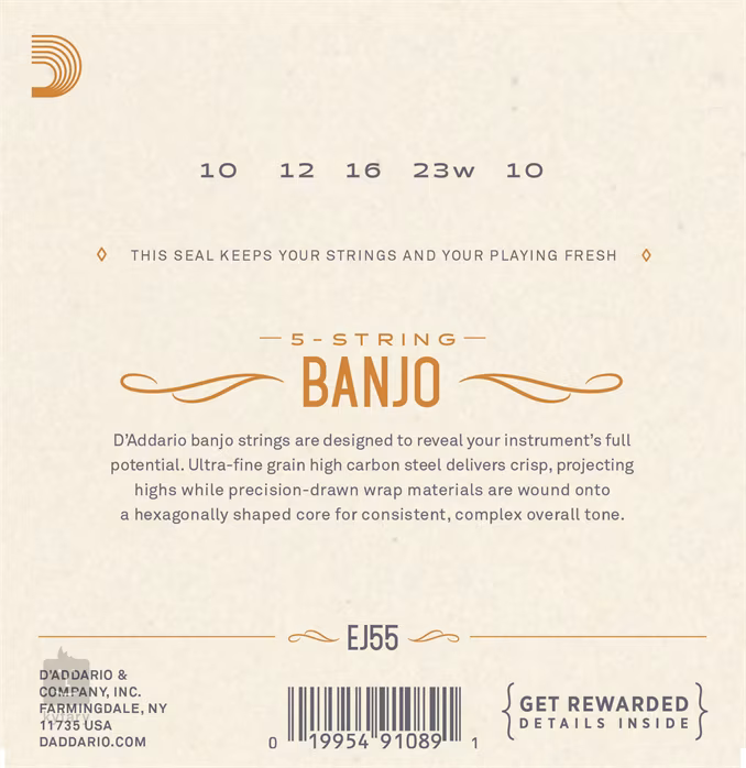 D'Addario EJ55 - Struny pro pětistrunné banjo