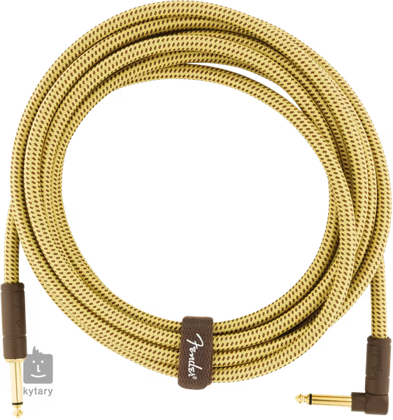 Fender Deluxe Series 15' Instrument Cable Tweed Angled - Nástrojový kabel