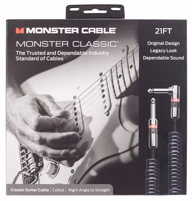 Monster Classic 21' Coil Instrument Cable Angled - Kroucený nástrojový kabel