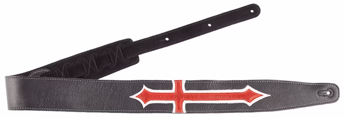 Perri's Leathers Leather Cross Red - Kytarový popruh