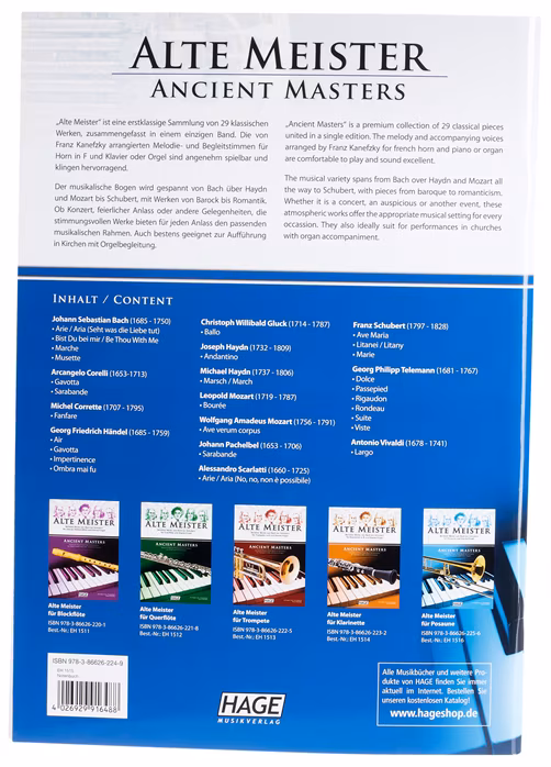 MS Ancient masters for horn in F and piano/organ - Noty na lesní roh