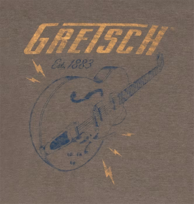 Gretsch Lightning Bolt T-Shirt Brown S - Tričko