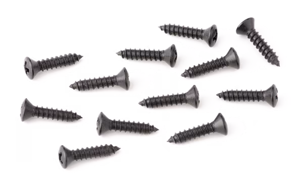 Fender Battery Cover Mounting Screws, Deluxe Series Basses, 4 x 1/2", Black (12) - Kytarový hardware