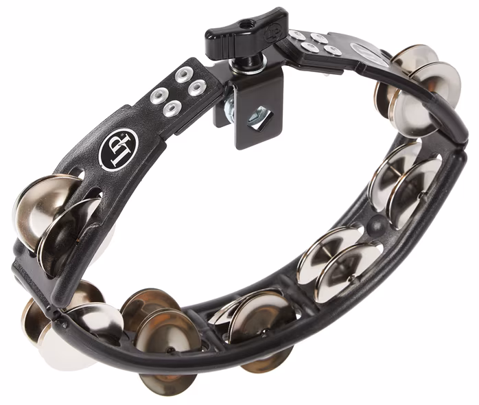 Latin Percussion Cyclops Tambourine Steel Jingles Black Mountable - Tamburína