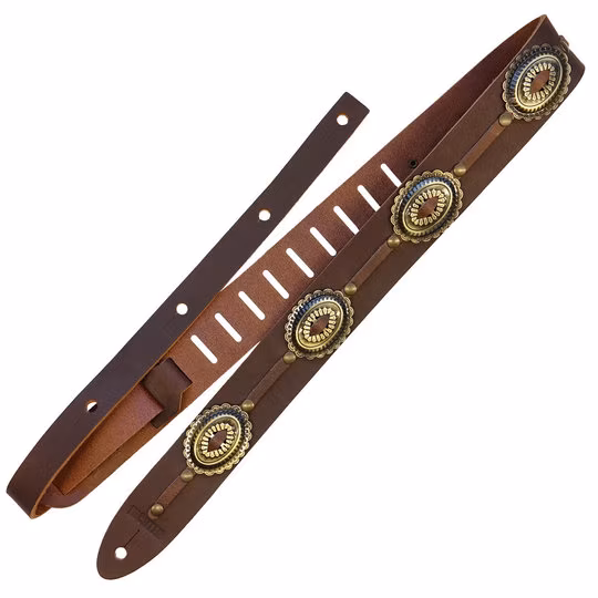 Richter Raw I Concho Brown/Old Brass - Kytarový popruh