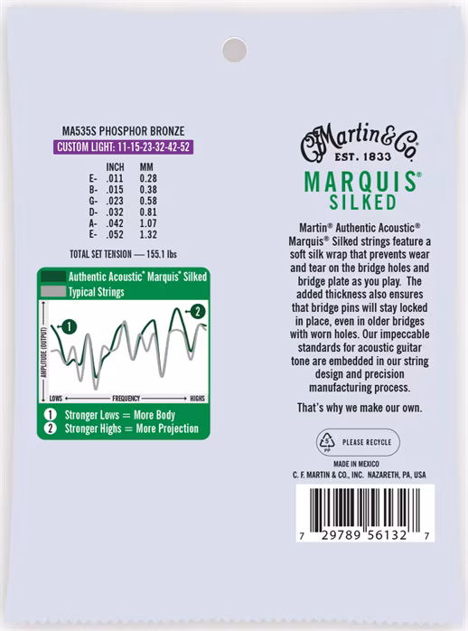 Martin Authentic Marquis 92/8 Phosphor Bronze Custom Light - Kovové struny pro akustickou kytaru