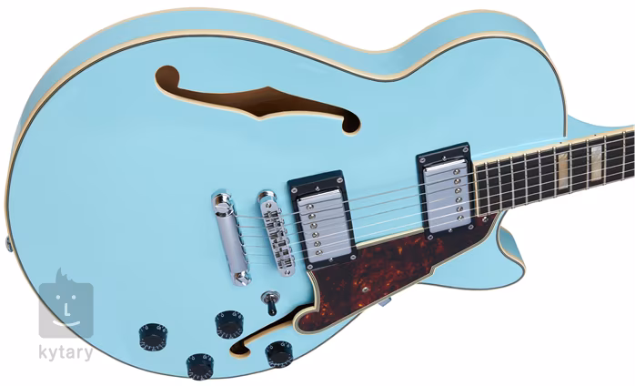 D'Angelico Single Cutaway Sky Blue - Semiakustická kytara