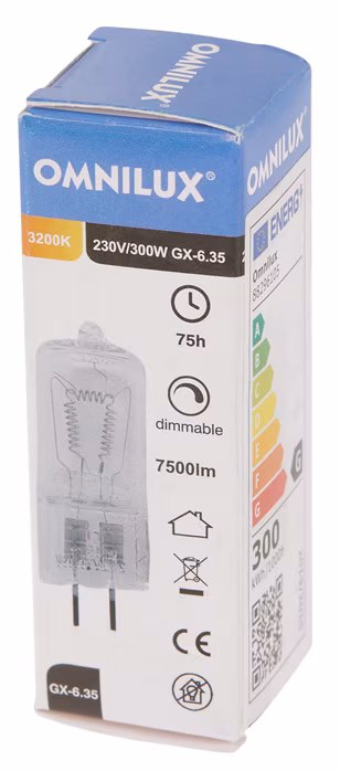 Omnilux 230V/300W GX-6,35 75h 3200K - Světelný zdroj