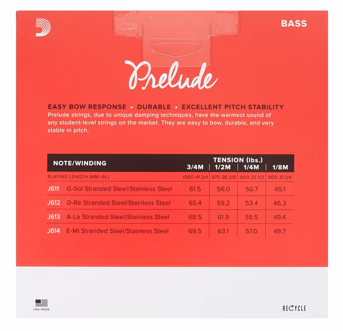 D'Addario Prelude J610 3/4M - Kontrabasové struny