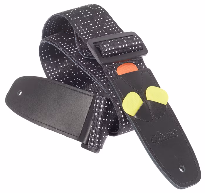 Amumu White Dots Black Strap - Kytarový popruh
