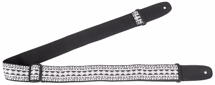 Amumu Hootenanny Embroidery Cotton Strap Black & White - Kytarový popruh