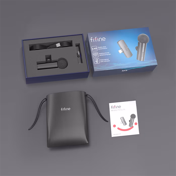 Fifine M6 - Bezdrátový reportážní set s mikrofonem