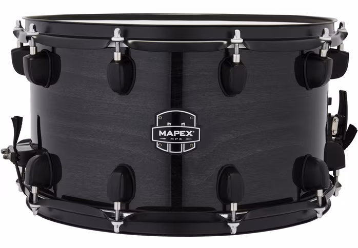 Mapex 14" x 8" MPX Maple/Poplar Hybrid Shell Transparent Midnight Black Snare Drum - Snare bubínek