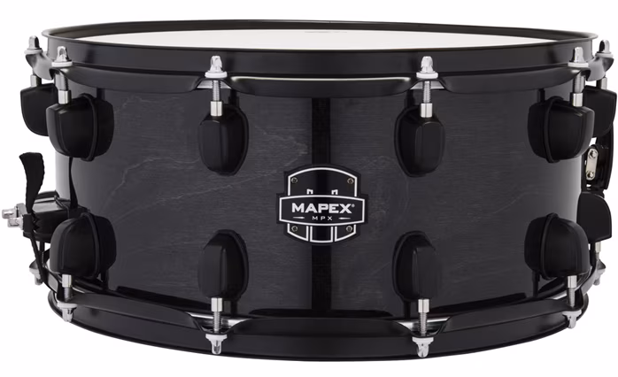 Mapex 14" x 6.5" MPX Maple/Poplar Hybrid Shell Transparent Midnight Black Snare Drum - Snare bubínek