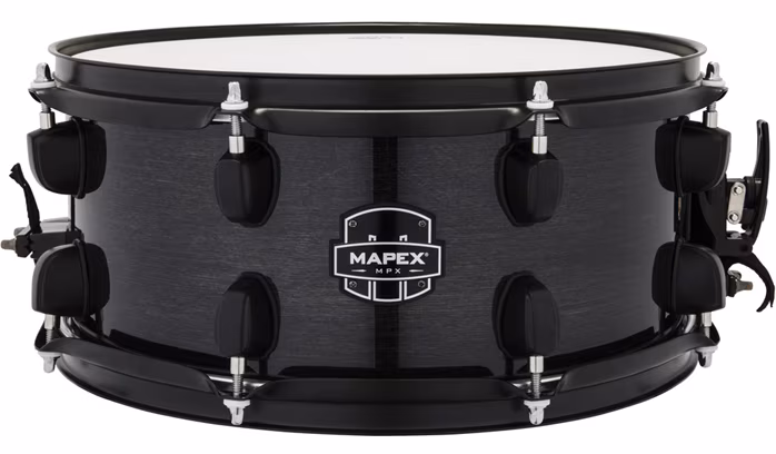 Mapex 13" x 6" MPX Maple/Poplar Hybrid Shell Transparent Midnight Black Snare Drum - Snare bubínek