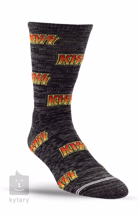 Perri's Leathers Kiss All Over Logo Crew Charcoal Mix L - Ponožky