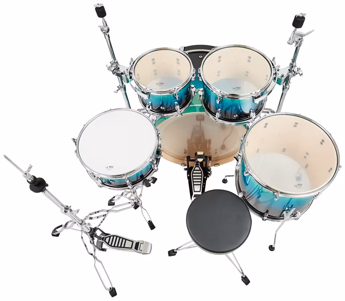Polmuz Drums Birch Model 3 Blue to Black Fade Rock Set - Bicí souprava