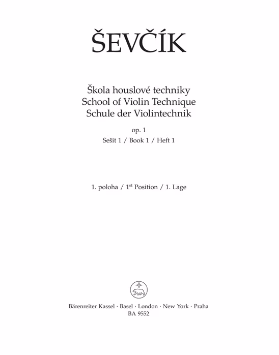 KN Otakar Ševčík - Škola houslové techniky op. 1, sešit 1, 1. poloha - Škola hry na housle
