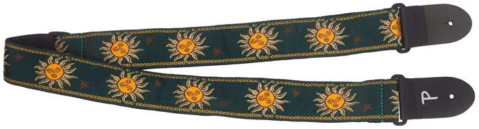 Perri's Leathers 7637 Jacquard Emerald Green Suns - Kytarový popruh