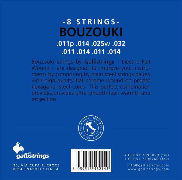 Galli B050 8-String Flat Wound - Struny pro řecké bouzouki