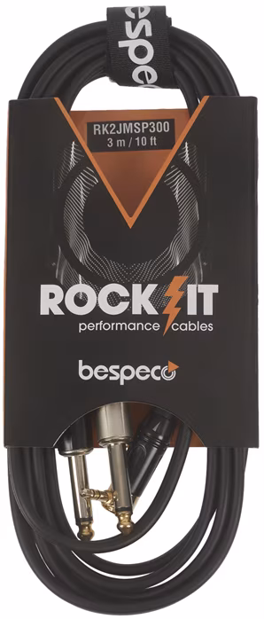 Bespeco ROCKIT Interlink Cable Jack 3,5 TRS M 90° - 2x Jack TS 3 m - Propojovací kabel
