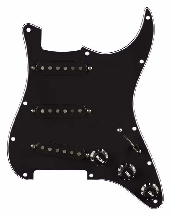 Fender Pre-Wired Strat Pickguard, Pure Vintage '59 w/RWRP Middle, Black 11 Hole PG - Set snímačů pro elektrickou kytaru