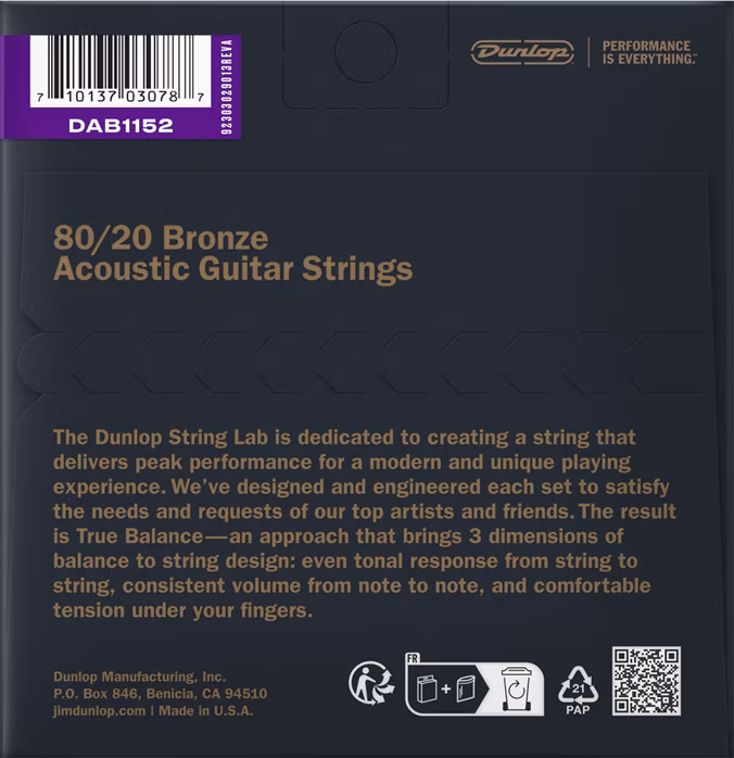 Dunlop DAB1152 - Kovové struny pro akustickou kytaru