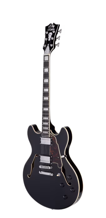 D'Angelico Premier DC Double Cutaway Stop-Bar Tailpie CE Black Flake (použité) - Semiakustická kytara