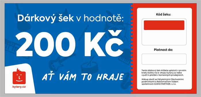 Kytary.cz Online dárkový šek 200 Kč - Online dárkový šek