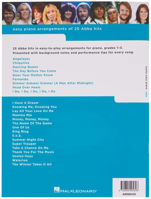 MS Really Easy Piano: Abba - Škola hry na klavír