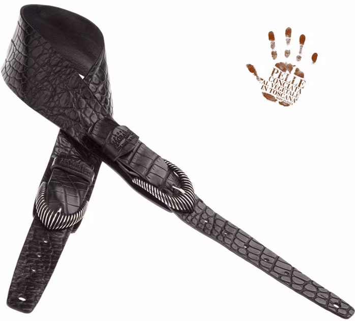 Magrabò Twin Buckle TC Embossed Crocodile Black 7 cm - Kytarový popruh