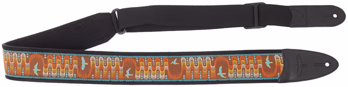 PRS 2.4" Padded Guitar Strap w/FLASH, Custom Jacquard Birds Wavelength, Orange - Kytarový popruh