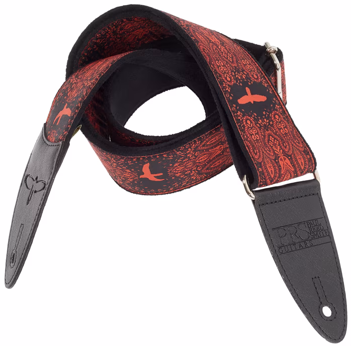 PRS 2" Guitar Strap, Custom Jacquard Birds Fleur, Red - Kytarový popruh
