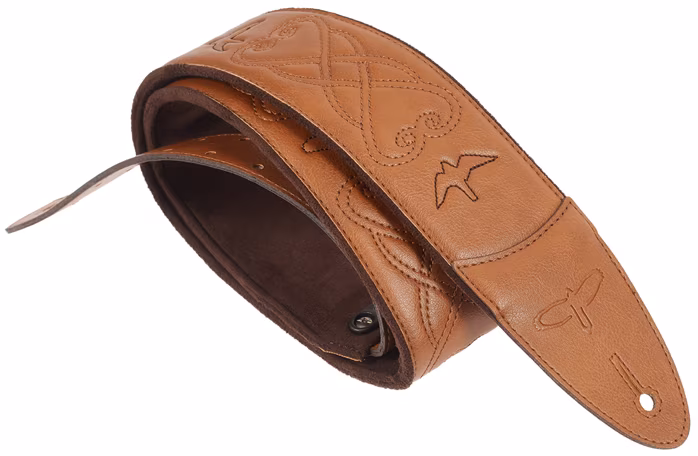 PRS 2.4" Padded Guitar Strap w/RAS, Custom Leather (Faux) Birds, Tan - Kytarový popruh