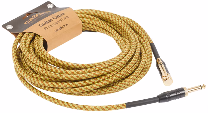 Cascha Professional Line Guitar Cable, Angled, Tweed Natural, 9 m - Nástrojový kabel