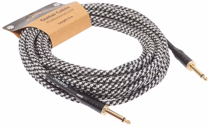Cascha Professional Line Guitar Cable, Straight, Tweed Black, 9 m - Nástrojový kabel